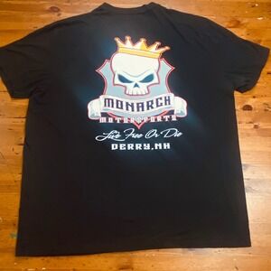 New Era Monarch Motorsports T-Shirt 2XL Black‎ Derry NH Skull Crown Graphic